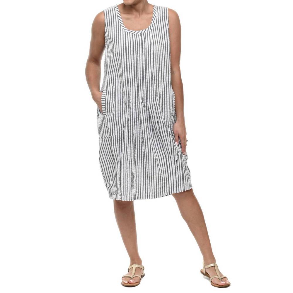 NEW TULIP CLOTHING santa fe dress in murphy seersucker stripe